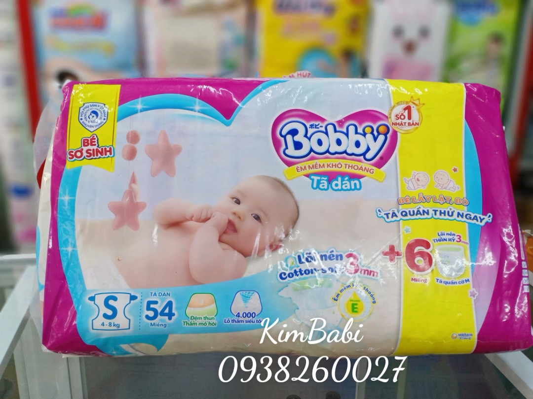 Tã Dán sơ sinh Bobby S54+4 miếng tã quần (Bé 4-8kg)
