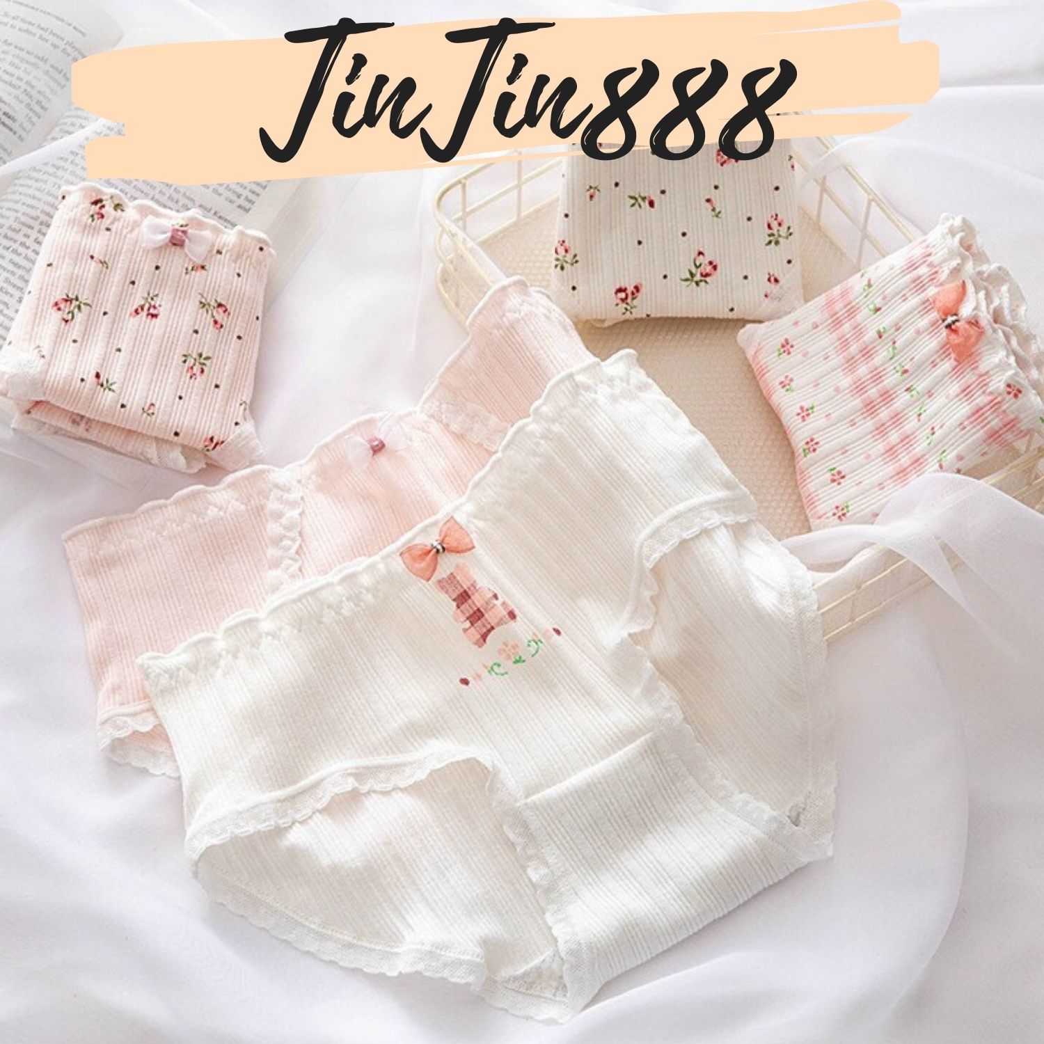 Quần lót nữ cotton ❤️ Bộ 5 Quần ❤️ Quần lót của nữ cute dễ thương cao cấp gân tăm kháng khuẩn nâng mông họa tiết xinh sắn 1718 - quần chíp nữ dễ thương - Quần lót học sinh - TinTin888