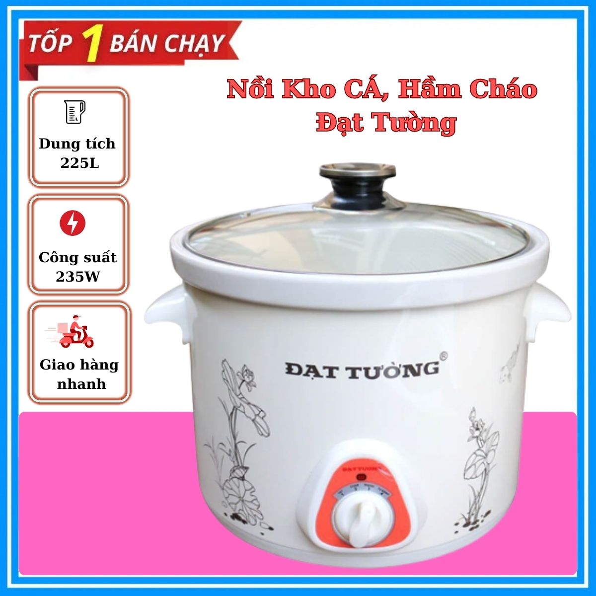 Nồi kho cá, nấu cháo, hầm đa năng Đạt Tường 2.5L hàng Việt Nam