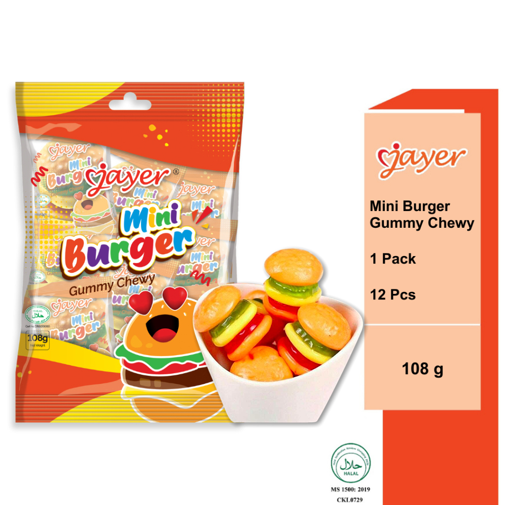 Gói 12 cái kẹo dẻo mini hình bánh mì buger jayer siêu ngon cho bé
