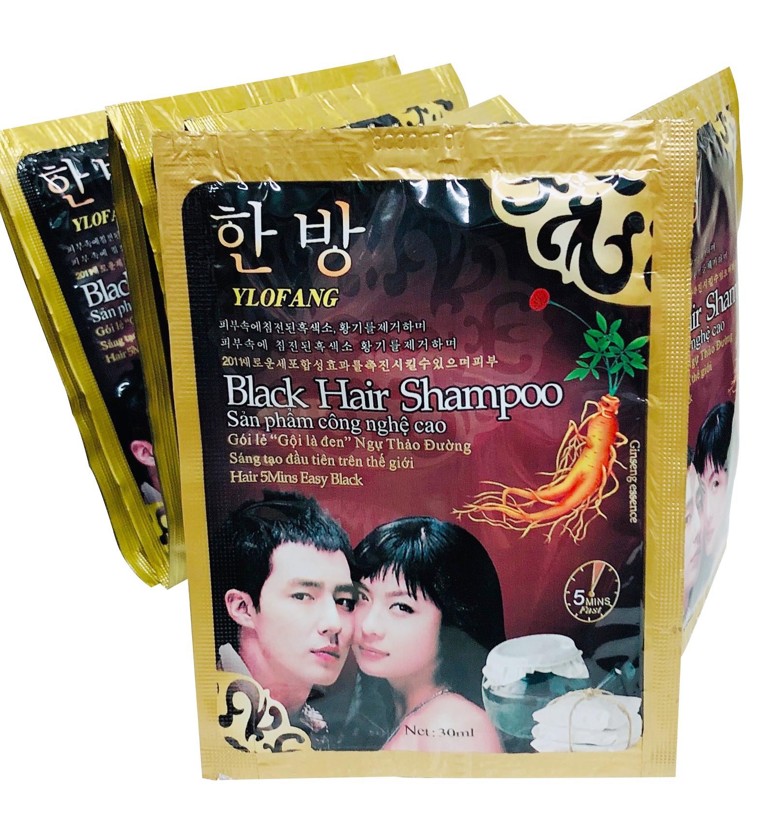Gói Dầu Gội Nhuộm Đen Tóc Black Hair Shampoo Hàn Quốc - không mùi hôi