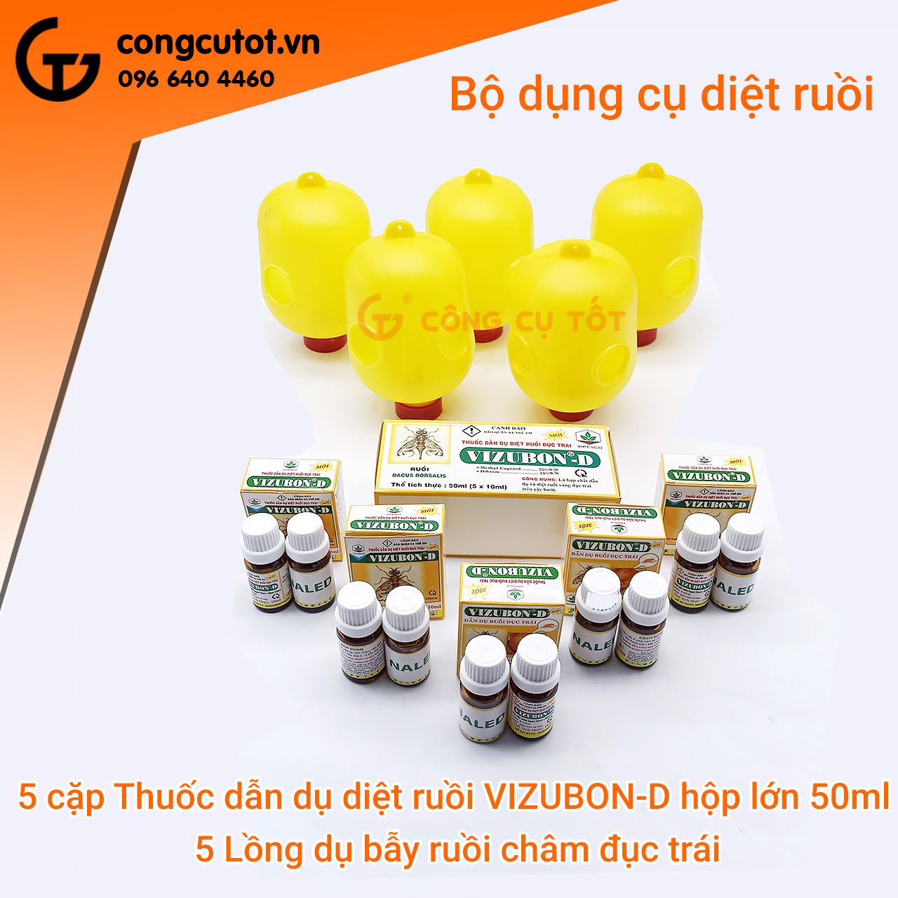 Combo 5 Lọ dẫn dụ diệt ruồi và 5 lồng bẫy ruồi