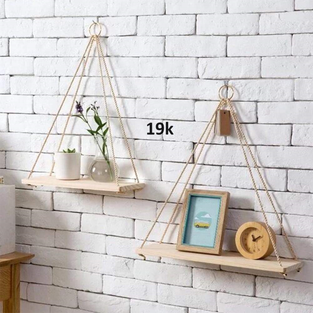 Kệ gỗ 2 tầng tặng kèm dây thừng decor
