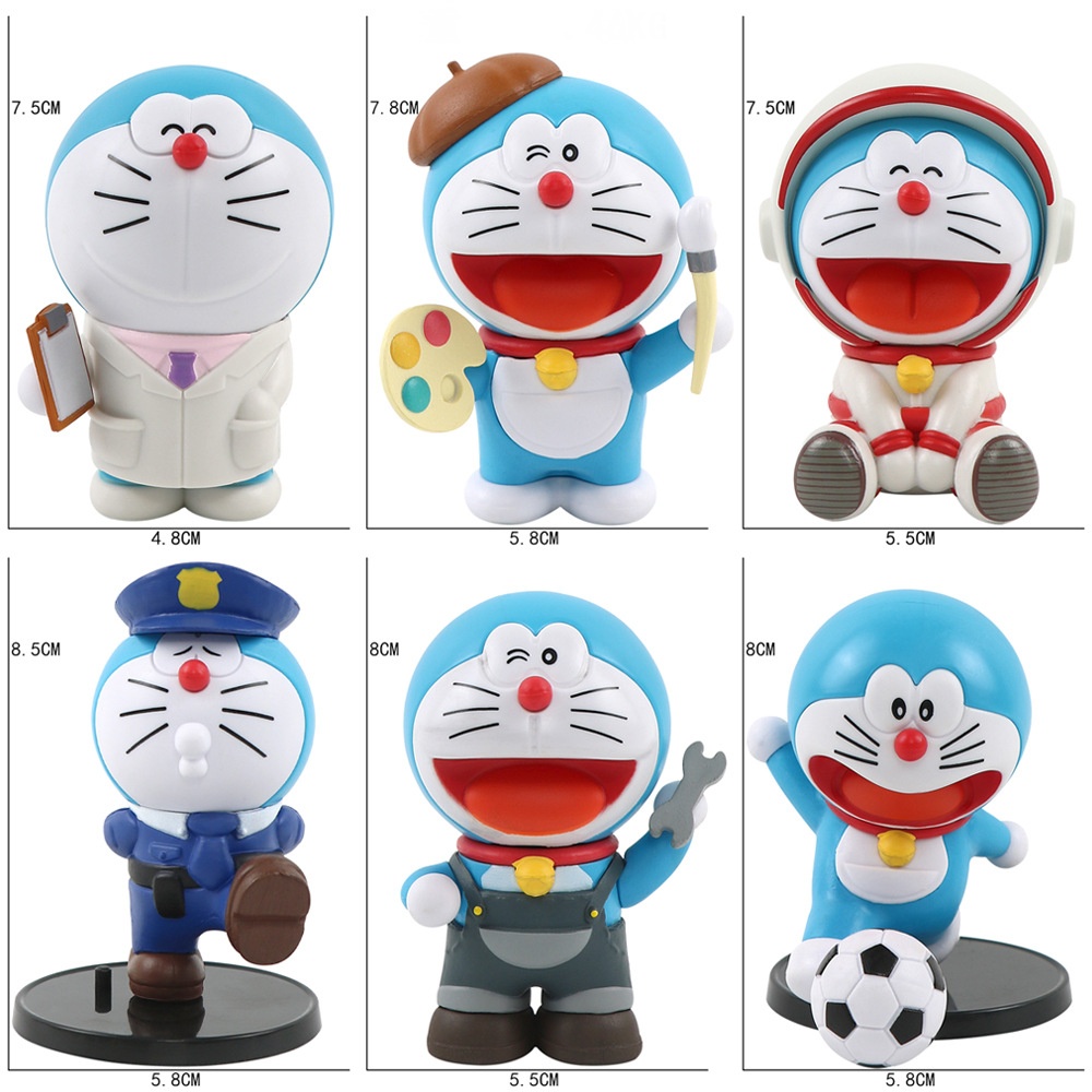 Set 6 mô hình Doraemon nghề nghiệp siêu cute-Mẫu mới 2024
