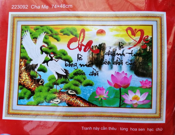 Tranh thêu chữ thập cha mẹ 223092