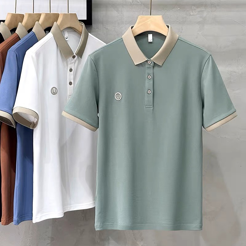 Áo thun nam có cổ thêu chữ u newstyle fashion vải cotton thoáng mát sang trọng-menswear top