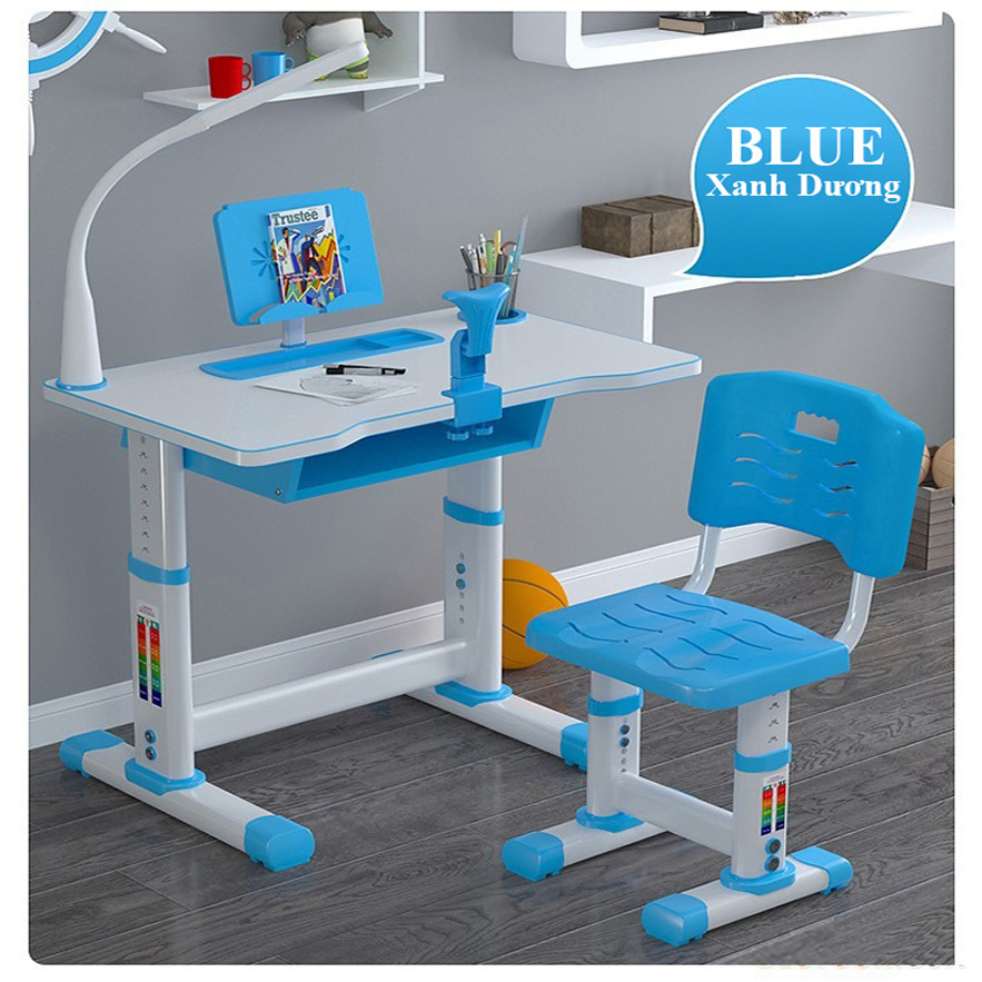 Bộ Bàn Học Trẻ Em Tăng Giảm Chiều Cao Chống Cận 80x50 CM NT94-Tặng Chống Cằm