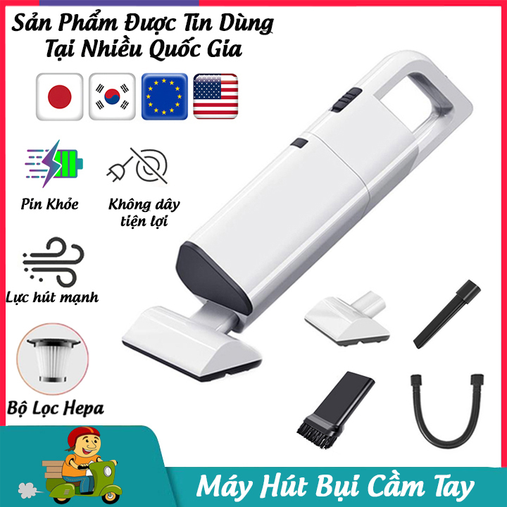 Máy hút bụi cầm tay không dây Techshop công suất 120W, máy hút bụi mini tiện lợi, máy hút bụi gia đình không dây thông minh - Bảo hành 12 tháng