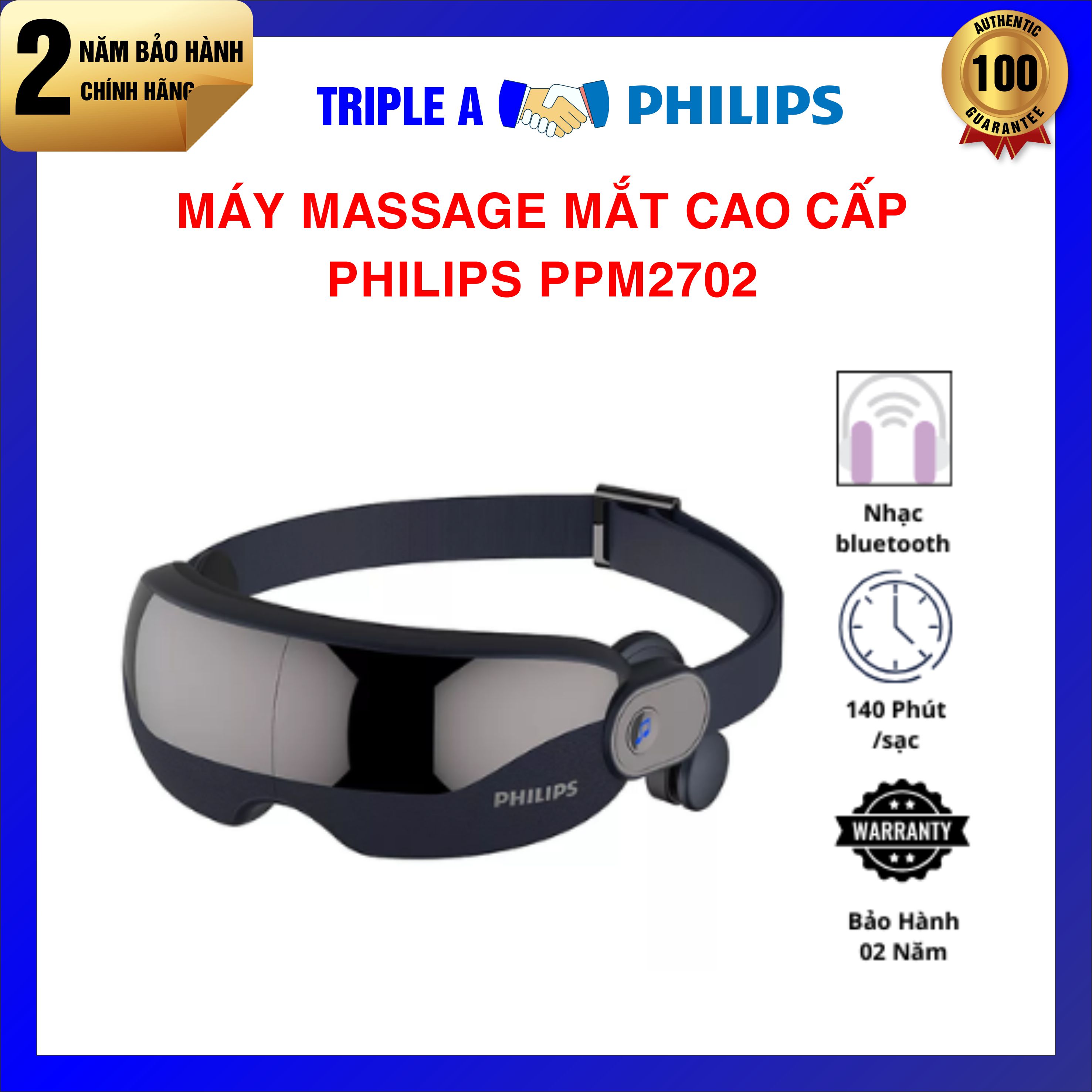 Máy massage mắt philips pmm2702 - kết nối thông minh bluetooth phát âm nhạc