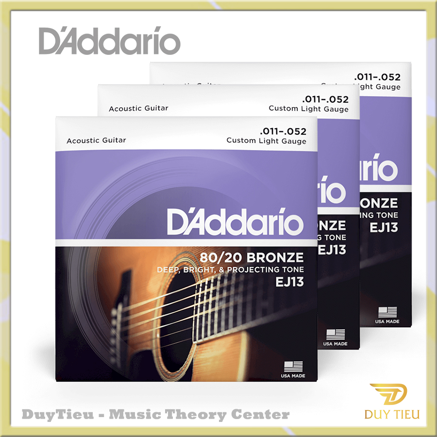 DADDARIO - EJ13 - Custom Light Acoustic Guitar Strings- Dây đàn Guitar - SET ACOUS 80/20 BRZ CST LITE 0.011-0.052 - DuytieuGuitar DT001