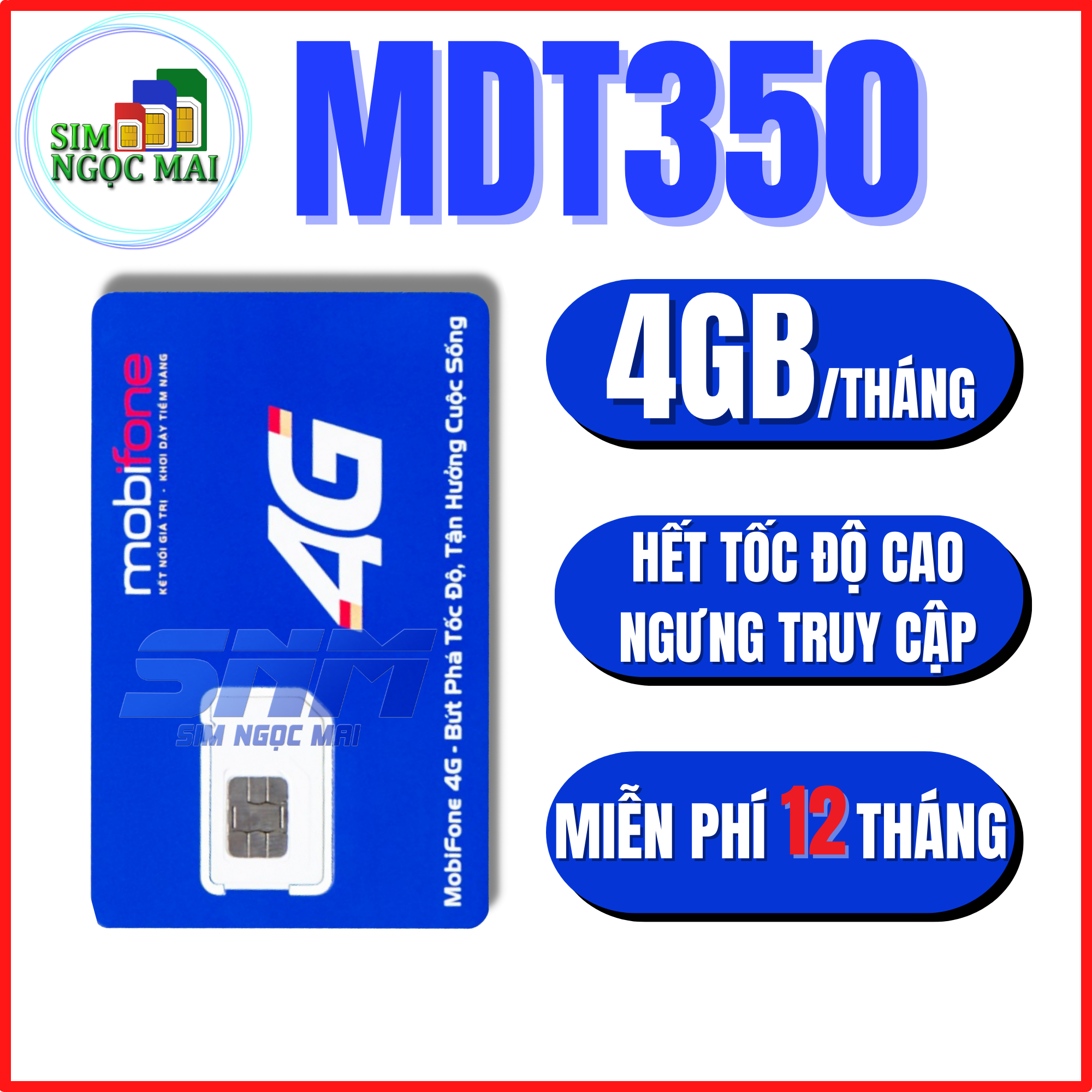 FREESHIP - CHƯA KÍCH HOẠT. Sim 4G Mobifone 500GB 12MTD50 - MDT250A - 12MTD150 - MDT255 - Miễn Phí 12 Tháng -  Sim Ngọc Mai