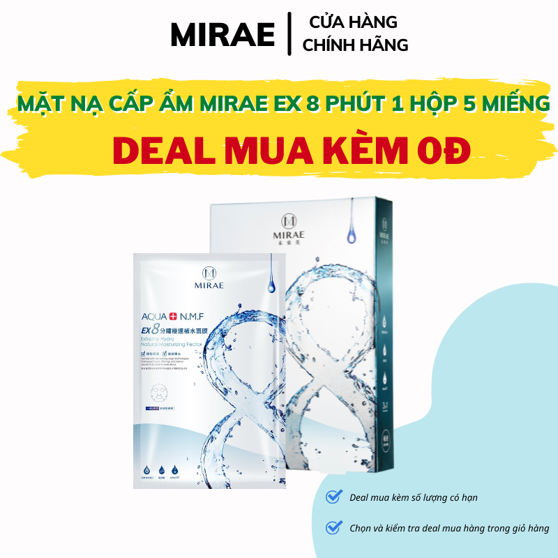 Mặt nạ Mirae EX 8 phút cấp ẩm cấp tốc cải thiện da khô mang lại làn da căng mịn ( 1 hộp 5 miếng )