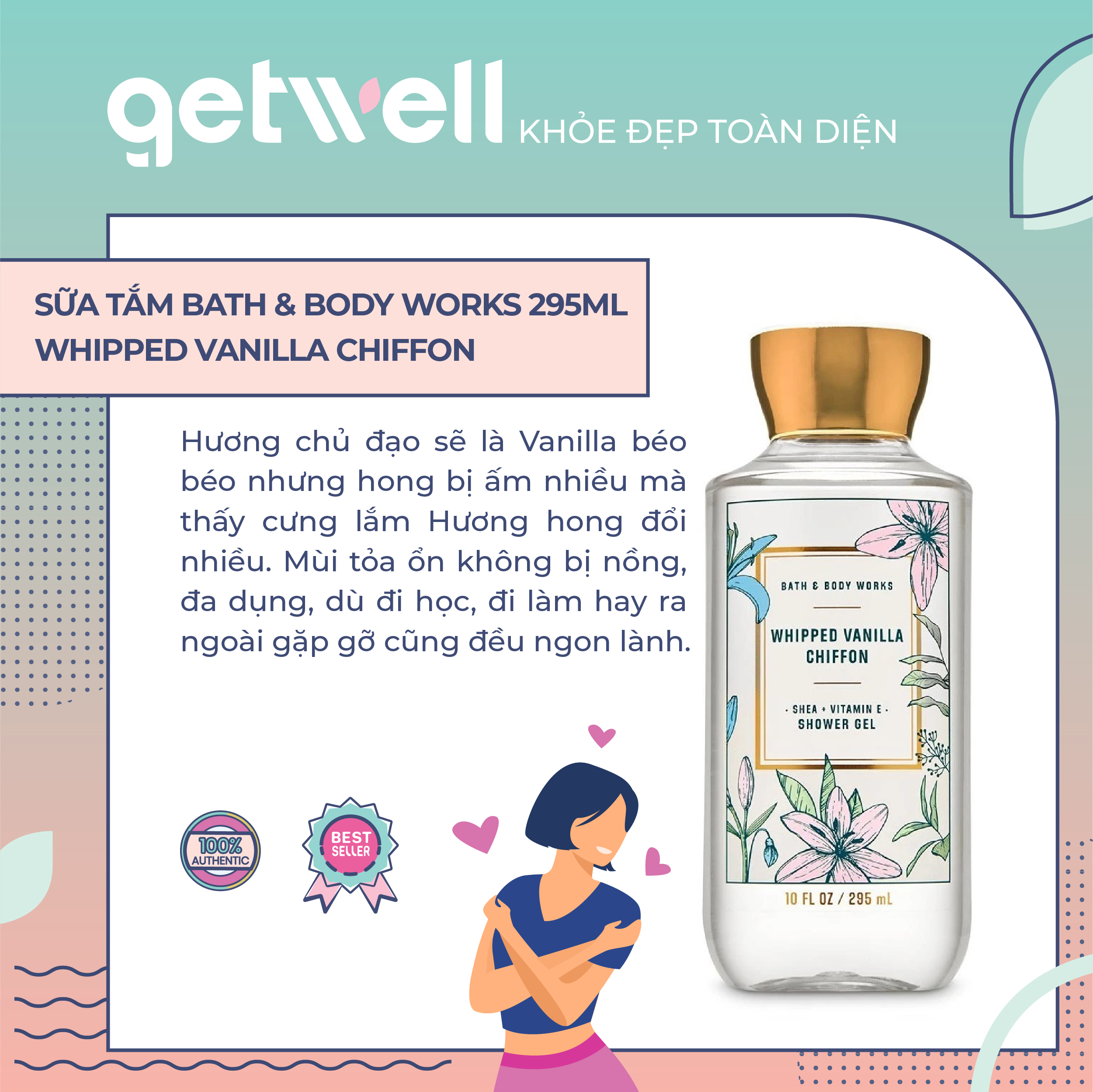 [HCM]Sữa Tắm Toàn Thân Bath & Body Works Shower Gel - WHIPPED VANILLA CHIFFON (295ml)