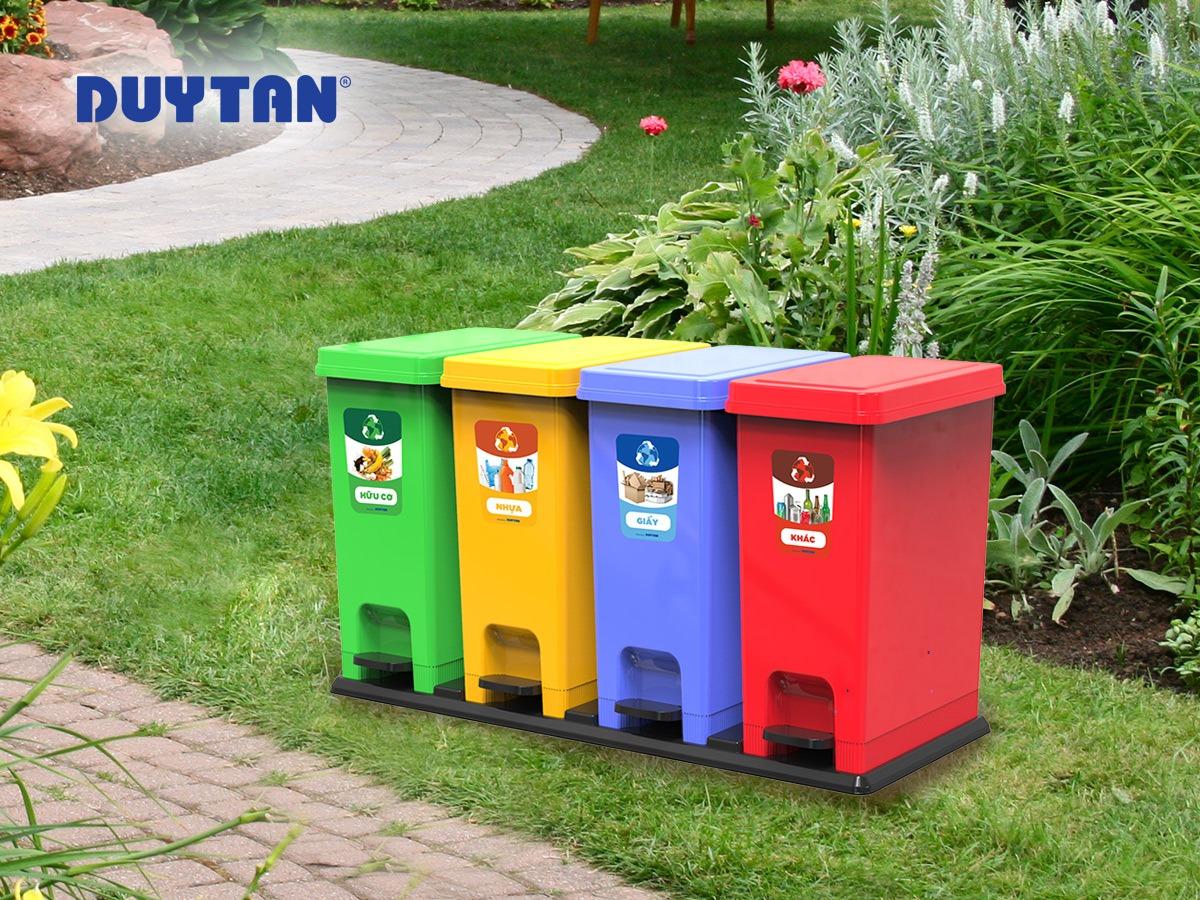 THÙNG RÁC ECO BỘ 4 DUY TÂN PHÂN LOẠI RÁC- TẶNG 1 KỶ RÁC DUY TÂN-GIAO HÀNG  NHANH 2H