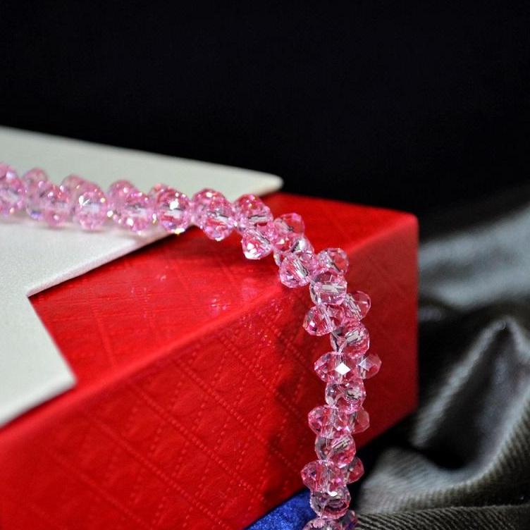 Xả hàng siêu sale-vòng tay pha lê swarovski nữ thiết kế thời trang màu hồng dâu