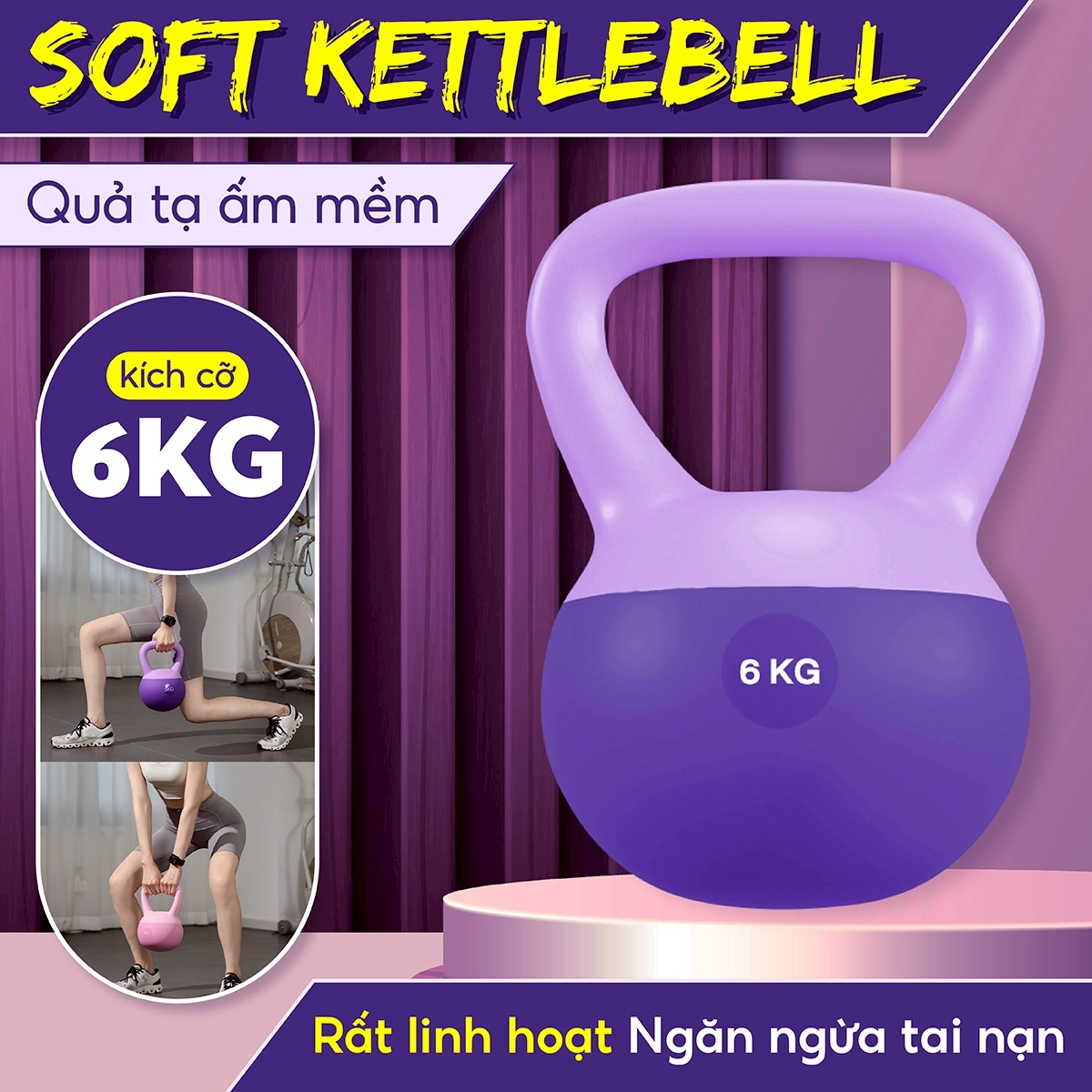 (B&G)Tạ Chuông, Tạ Quai, Mềm Tập Squat Kết Hợp Dây Đàn Hồi Hõ Trợ Tập Tại Nhà, Chất Liệu An Toàn, Tập Thể Dục Chuyên Nghiệp