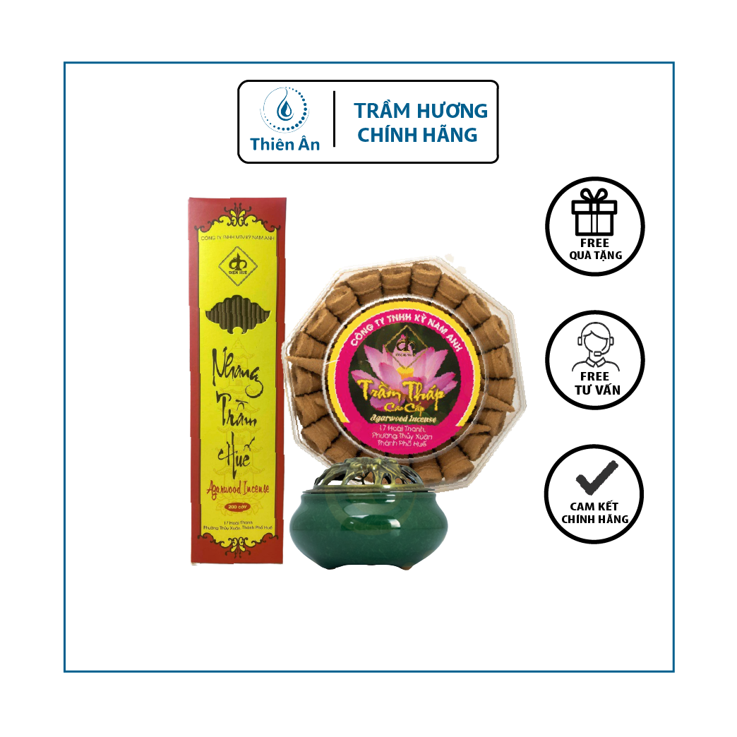Combo nhang trầm, lư sứ và nụ tháp - combo xông thắp tiết kiệm