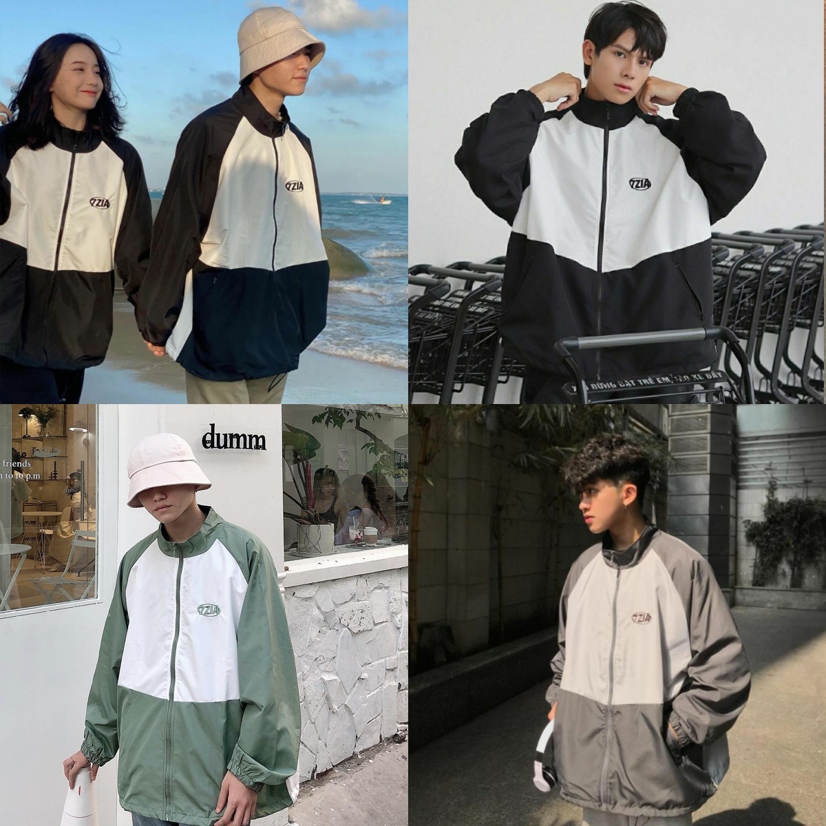 Áo khoác dù kiểu bomber logo 7ZIA phong cách Ulzzang