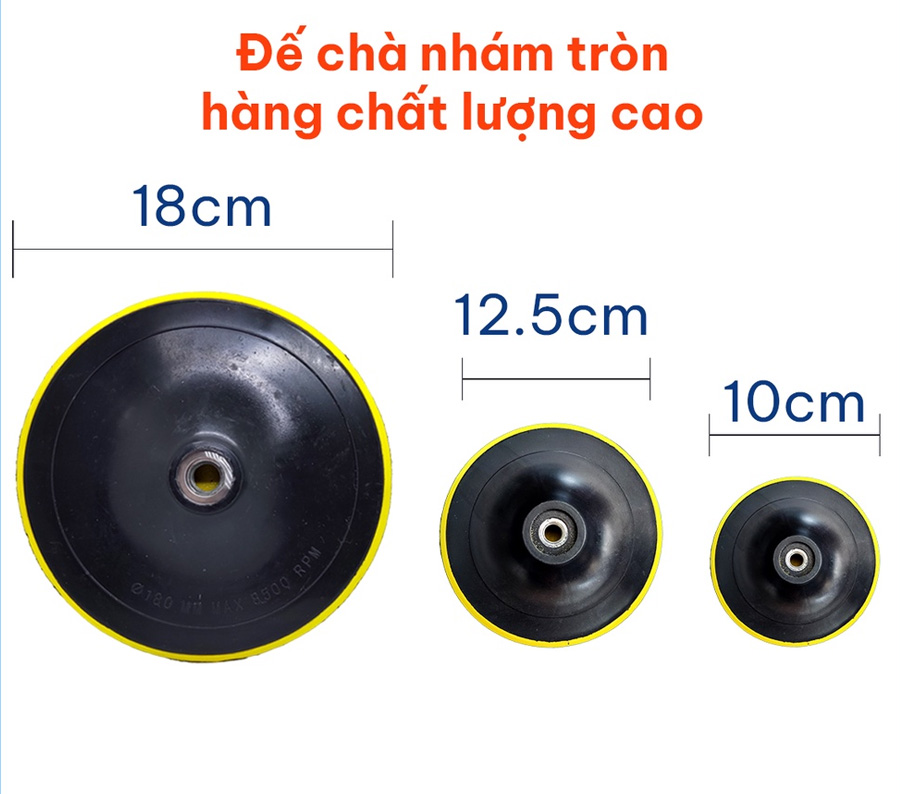 Đế chà nhám tròn nhiều kích thước, hàng chất lượng cao