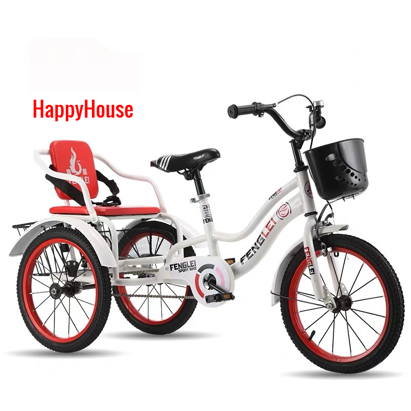 [Tặng đồ chơi cho bé] Xe đạp xích lô trẻ em có đai an toàn, khoang đựng đồ