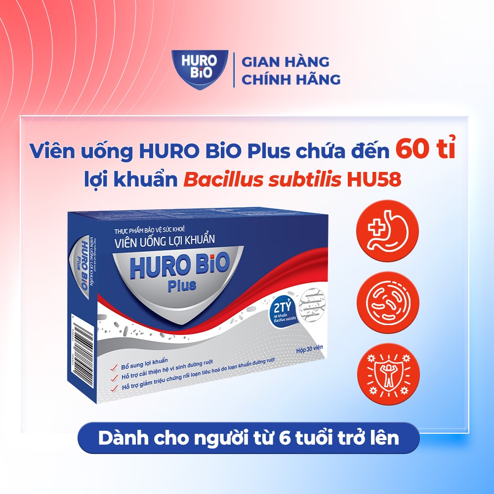  Men vi sinh Huro Bio cho người lớn  30 viên nang hộp  