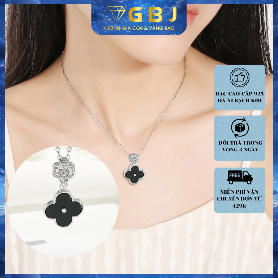 Dây Chuyền Liền Mặt Hoa 4 Cánh Chuẩn Bạc 925 - GBJ48653 - Gia Bảo Jewelry
