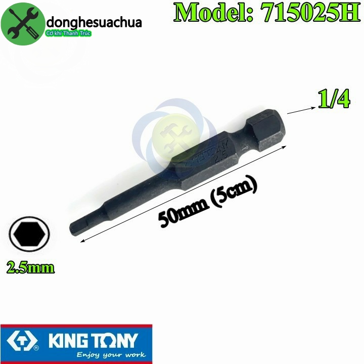 Mũi lục giác 2.5mm kingtony 715025h kích thước 2.5 x 50mm
