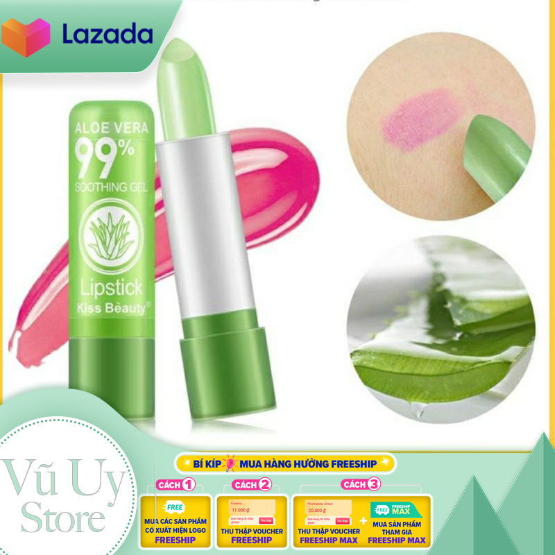 Son Dưỡng Môi Nha Đam Có Màu - Dưỡng ẩm môi căng bóng hồng hào | Son dưỡng môi Aloe Vera có màu giúp dưỡng ẩm làm hồng môi