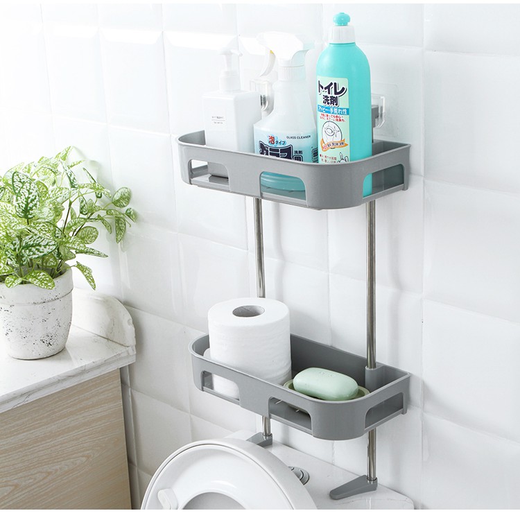 Kệ Toilet Nhà Tắm. Nhà Bếp 2 Tầng Dán Tường Tiện Lợi. kệ phòng tắm. kệ để sau toilet. ke nha tam
