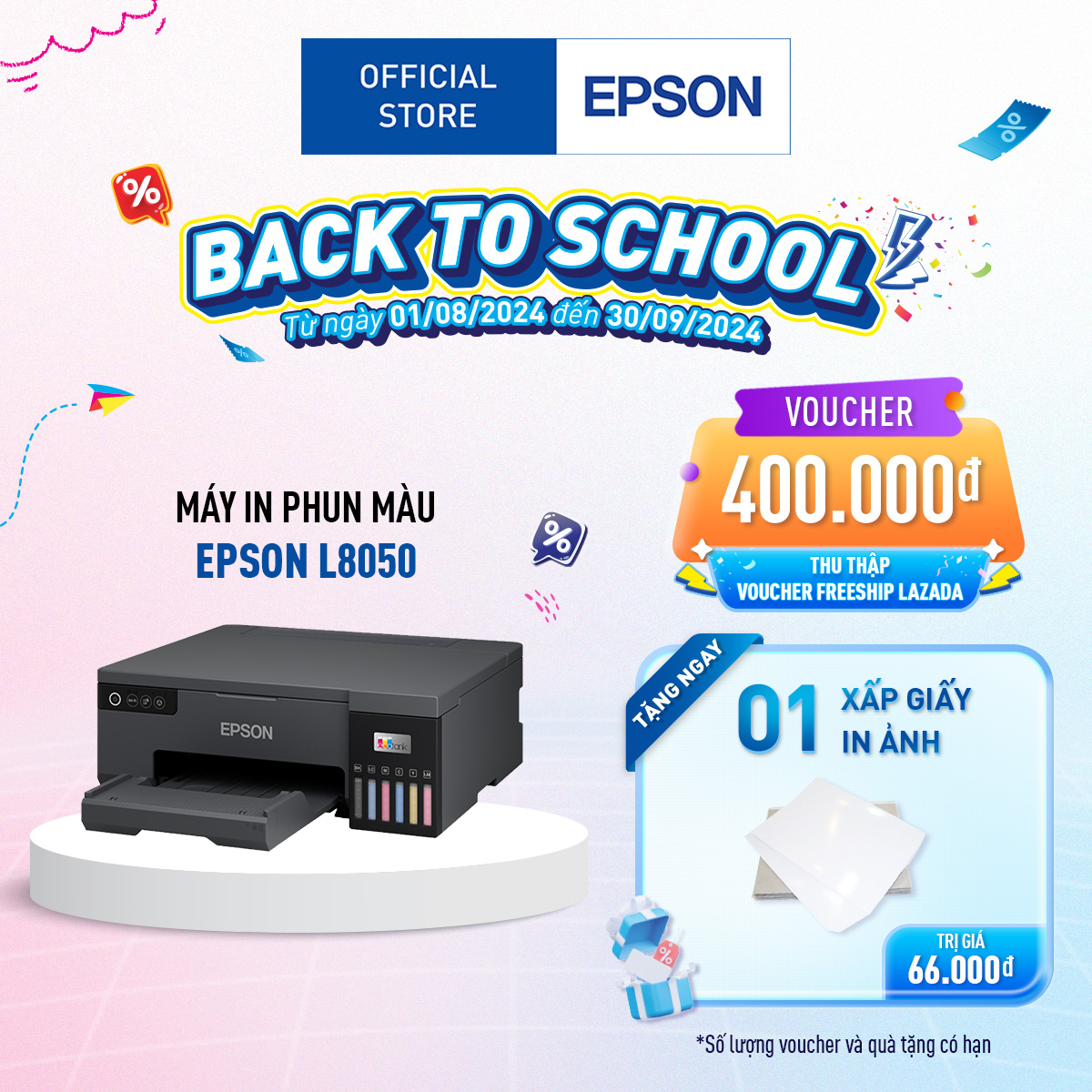 Máy in phun màu đa năng Epson Ecotank L8050, in 6 màu mực, độ phân giải cao