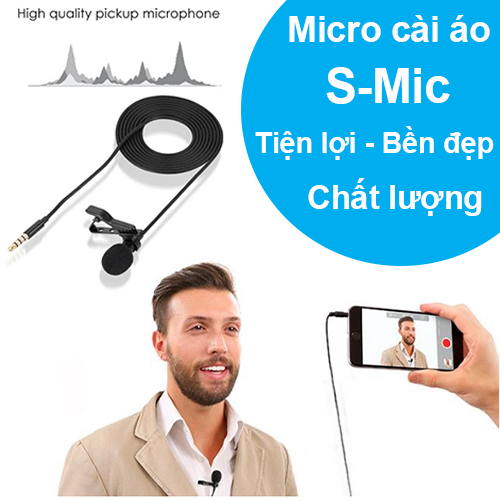 Micro cài áo thu âm S-Micro loại tốt ghi âm, làm youtube với công nghệ giảm ổn, giảm hú chất lượng