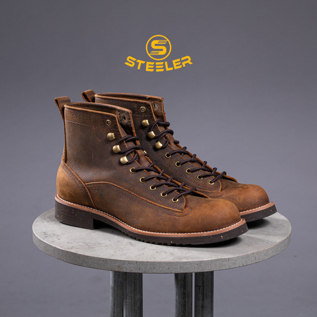 Giày Boots Cổ Cao Nam Lineman Ver 2 Da Bò Sáp Tayga Đế Khâu Mckay