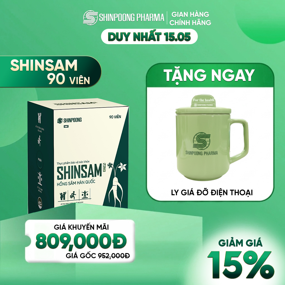 Thực phẩm bảo vệ sức khỏe SHINSAM - Tăng Cường Sức Khỏe, Giảm Mệt Mỏi - Shinpoong Pharma (Hộp 90v)