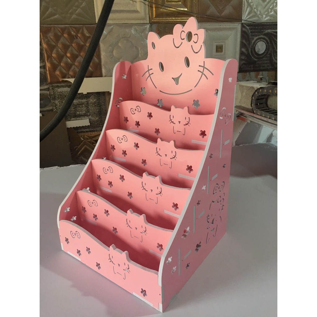Kệ sách hình Hello Kitty màu hồng cho bé 3 kích thước full bộ kèm vít bắt