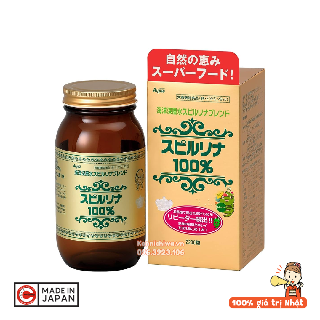 Tảo Xoắn Spirulina Nhật Bản Hộp 2200 Viên hàng Nội Địa Nhật Mẫu Mới chăm sóc và bảo vệ sức khỏe  4937224925658