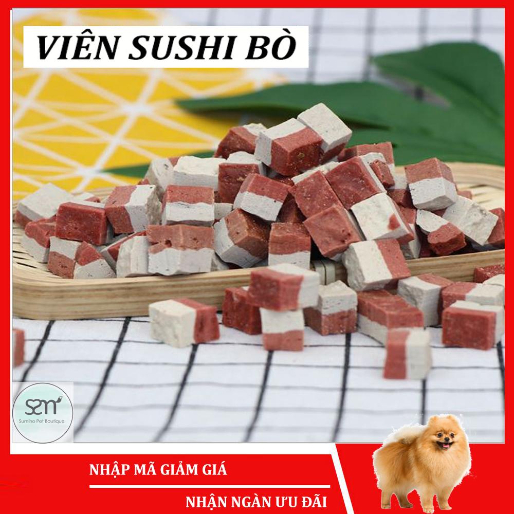 [Hoàn tiền 6%] Bánh thưởng cho chó Sumiho (Viên sushi bò) (100gr/túi) Đồ ăn cho chó mèo thú cưng