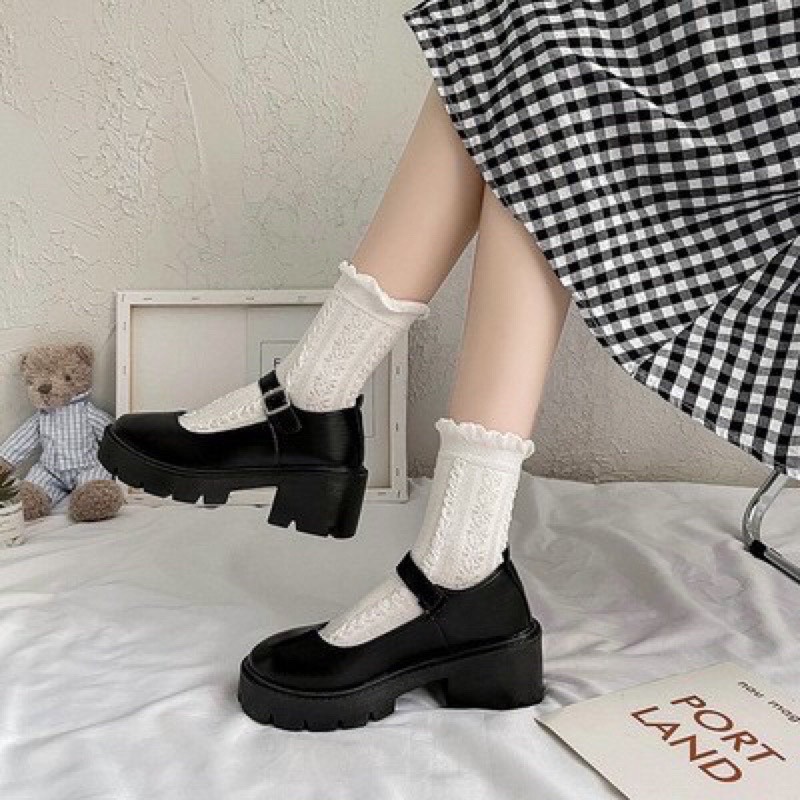 Set tất trắng cổ cao nữ vớ cao cổ tiêu thư lolita cổ bèo nhún tất vớ nữ ulzzang style hàn quốc horizon