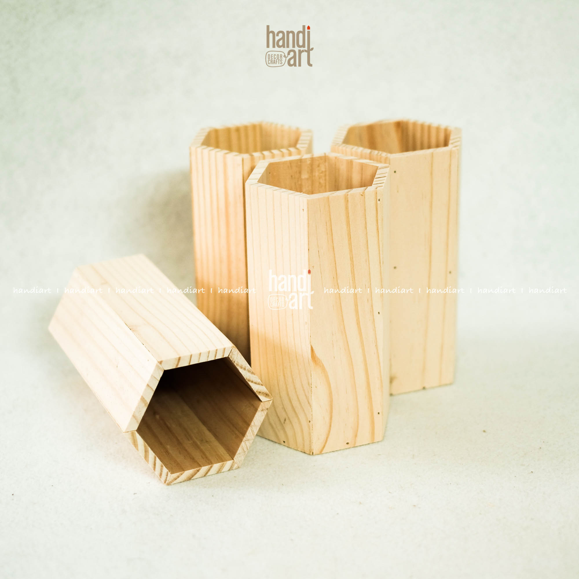Bình gỗ lục giác, lọ gỗ cắm hoa, wooden pots