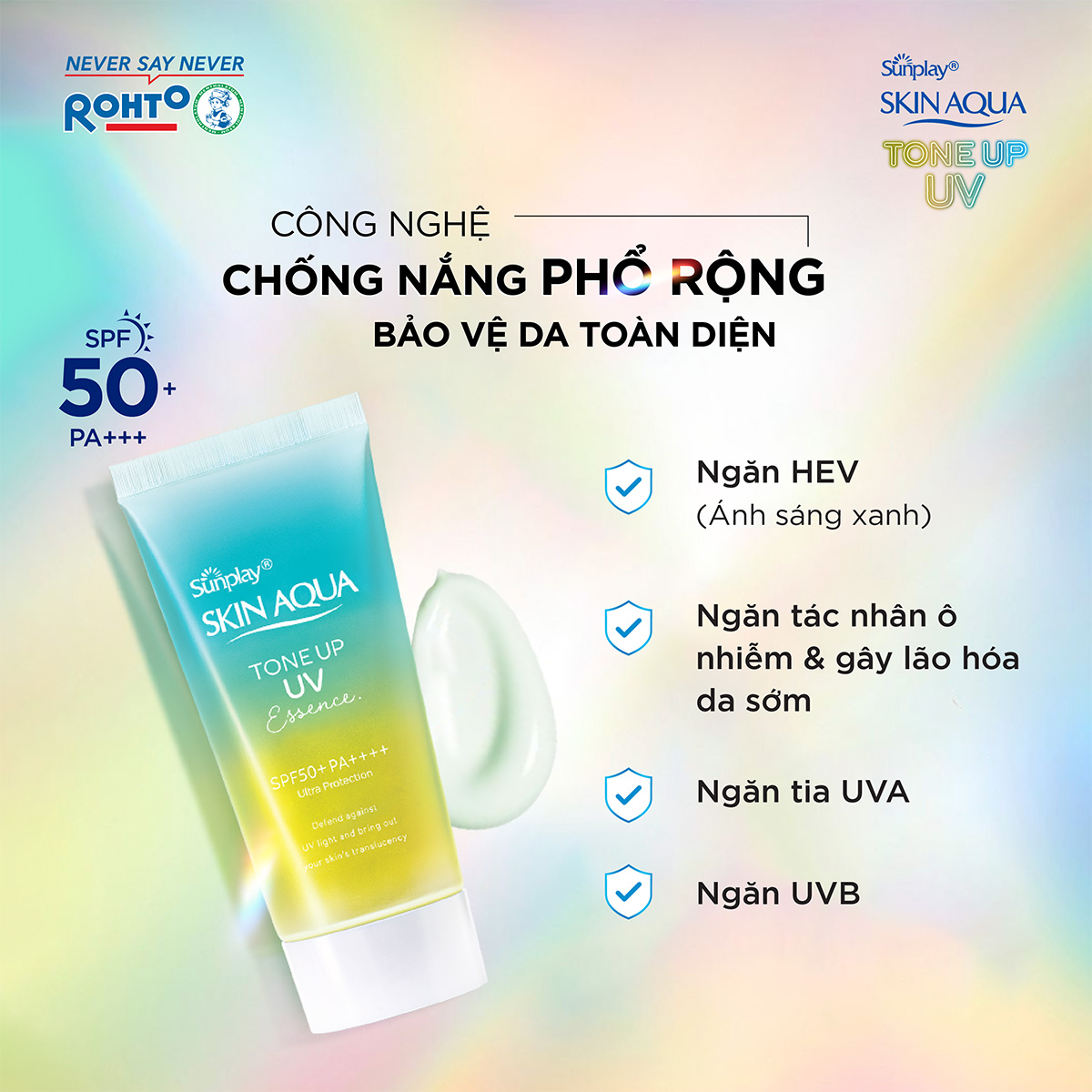 Kem chống nắng nâng tông Skin Aqua Tone up  Mint Green cho da trắng có khuyết điểm đỏ, dạng tinh chất Sunplay Skin Aqua Tone Up UV Essence Mint Green SPF 50+ PA++++ 50g