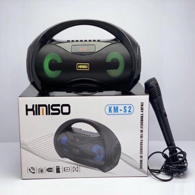Loa Bluetooth Karaoke Xách Tay Km-S2 Tặng Kèm 1 Mic Hát Có Dây Âm Bass Khỏe Cực Hay Đèn Led Sống Động