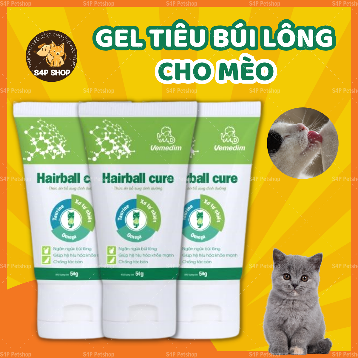 Hairball Cure Gel Dinh Dưỡng Tiêu Búi Lông Cho Mèo, Búi Lông - Mượt Lông - Vemedim - 40gr