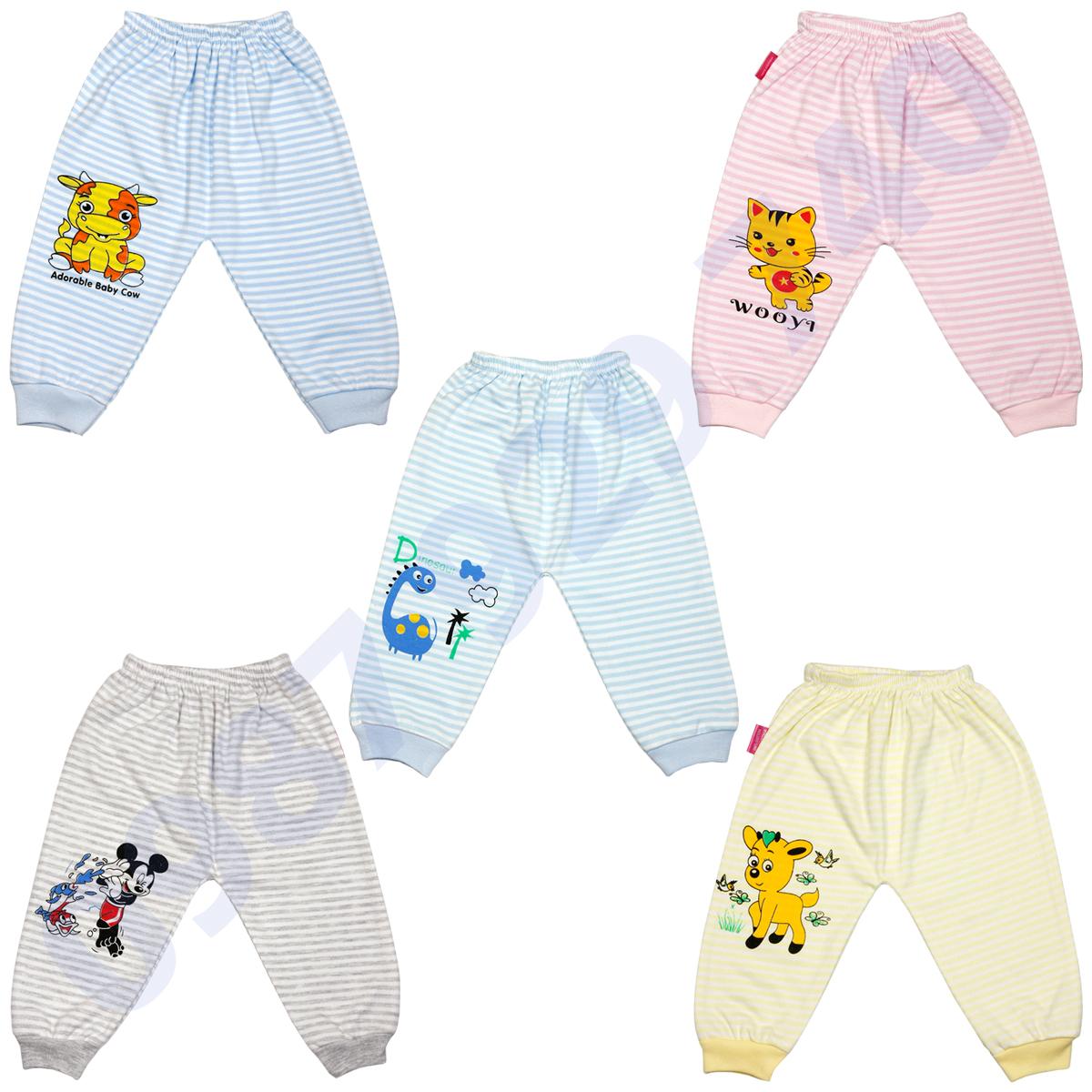 Combo 5 Quần nỉ kẻ ngang cho bé trai bé gái từ 3-10kg - 5QNK chất nỉ mềm mịn dầy dặn quần dài cho bé quần thu đông cho bé - 5QNK