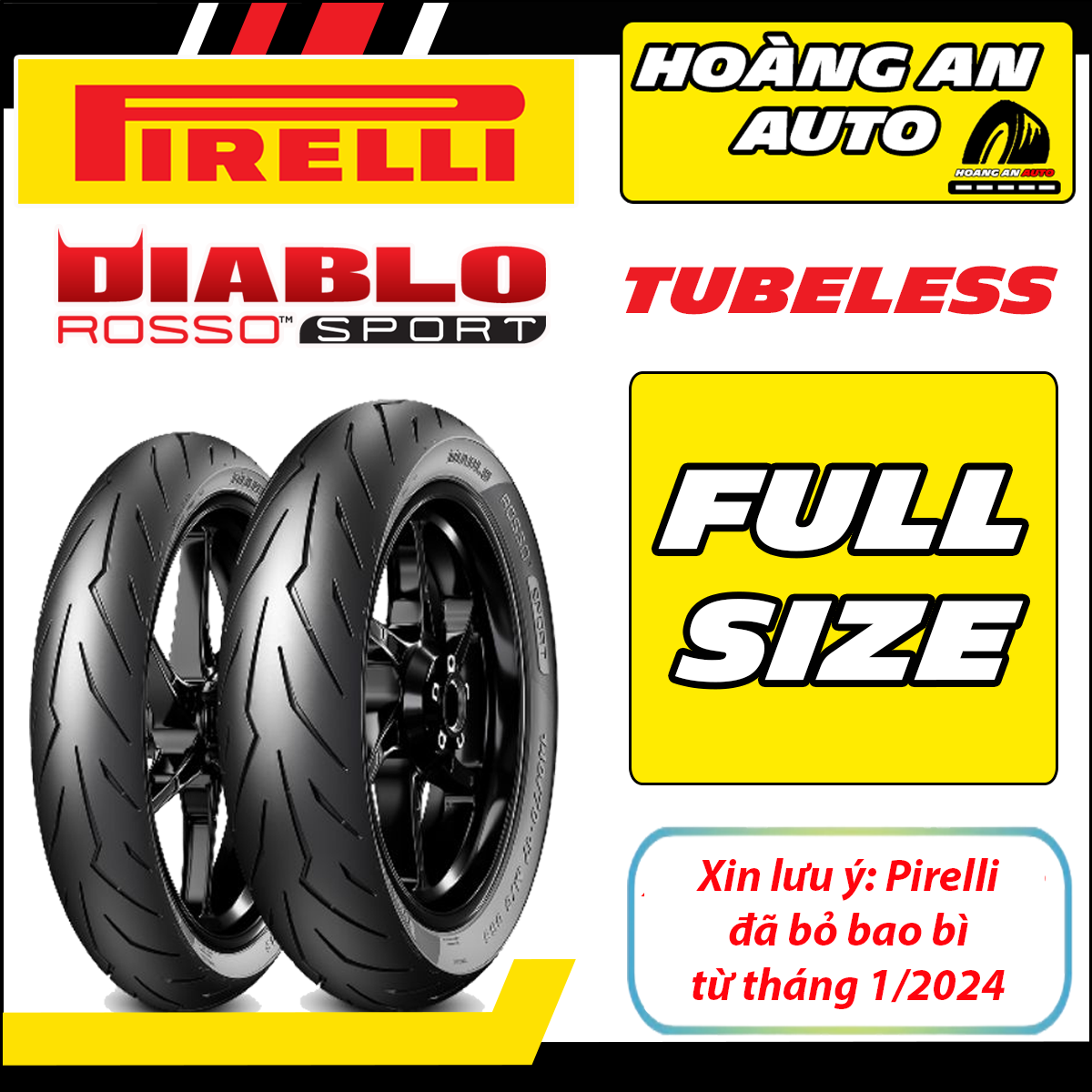 (ROSSO SPORT FULL SIZE TAY GA & XE SỐ) Vỏ lốp xe Pirelli Diablo Rosso Sport cho FULL SIZE CHO TAY GA VÀ XE SỐ, vỏ ko ruột - giá 1 cái