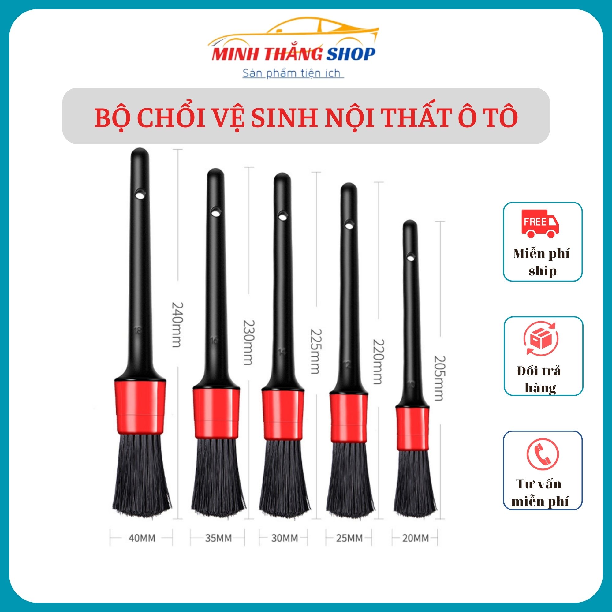 Bộ 5 chổi vệ sinh nội thất ô tô