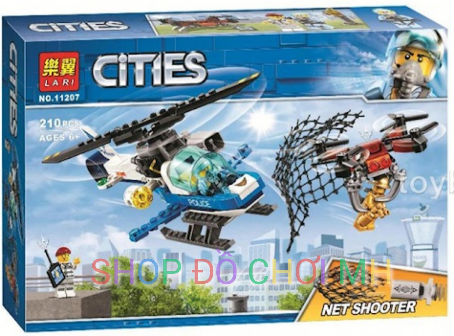Đồ chơi xếp hình lắp ráp lari cities 11207-MÁY BAY TRỰC THĂNG TRUY BẮT TỘI PHẠM