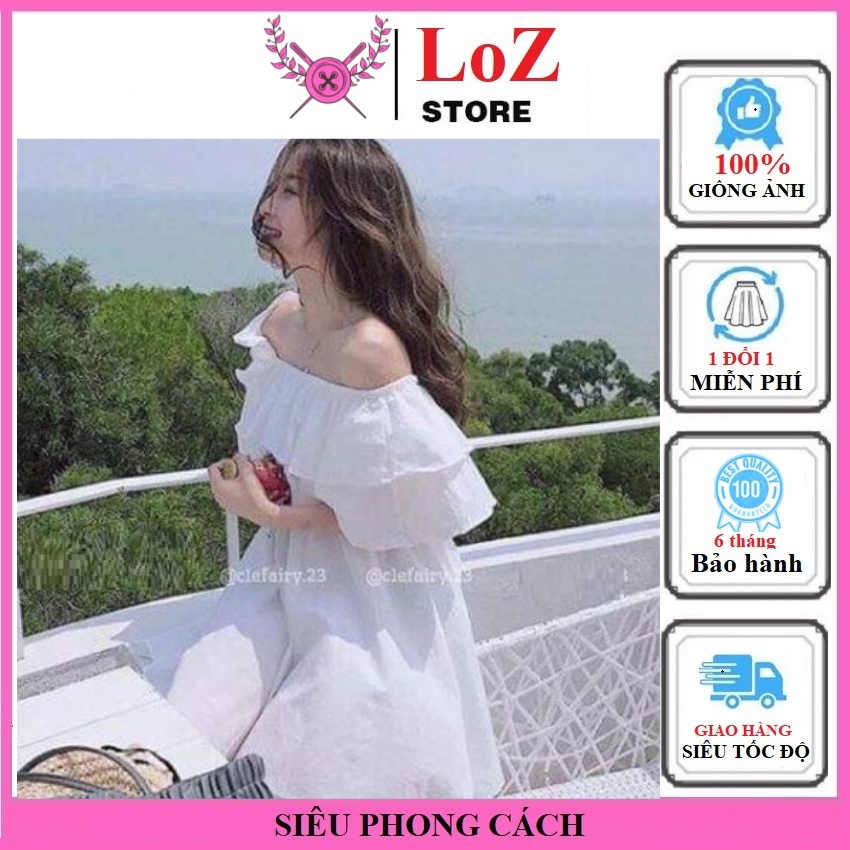 [ SIÊU PHONG CÁCH ] Váy trễ vai hai tầng cực xinh, đầm váy đầm nữ dễ thương. LOZITAR . { HÀNG ĐẸP } Vải lụa mềm mại tôn dáng