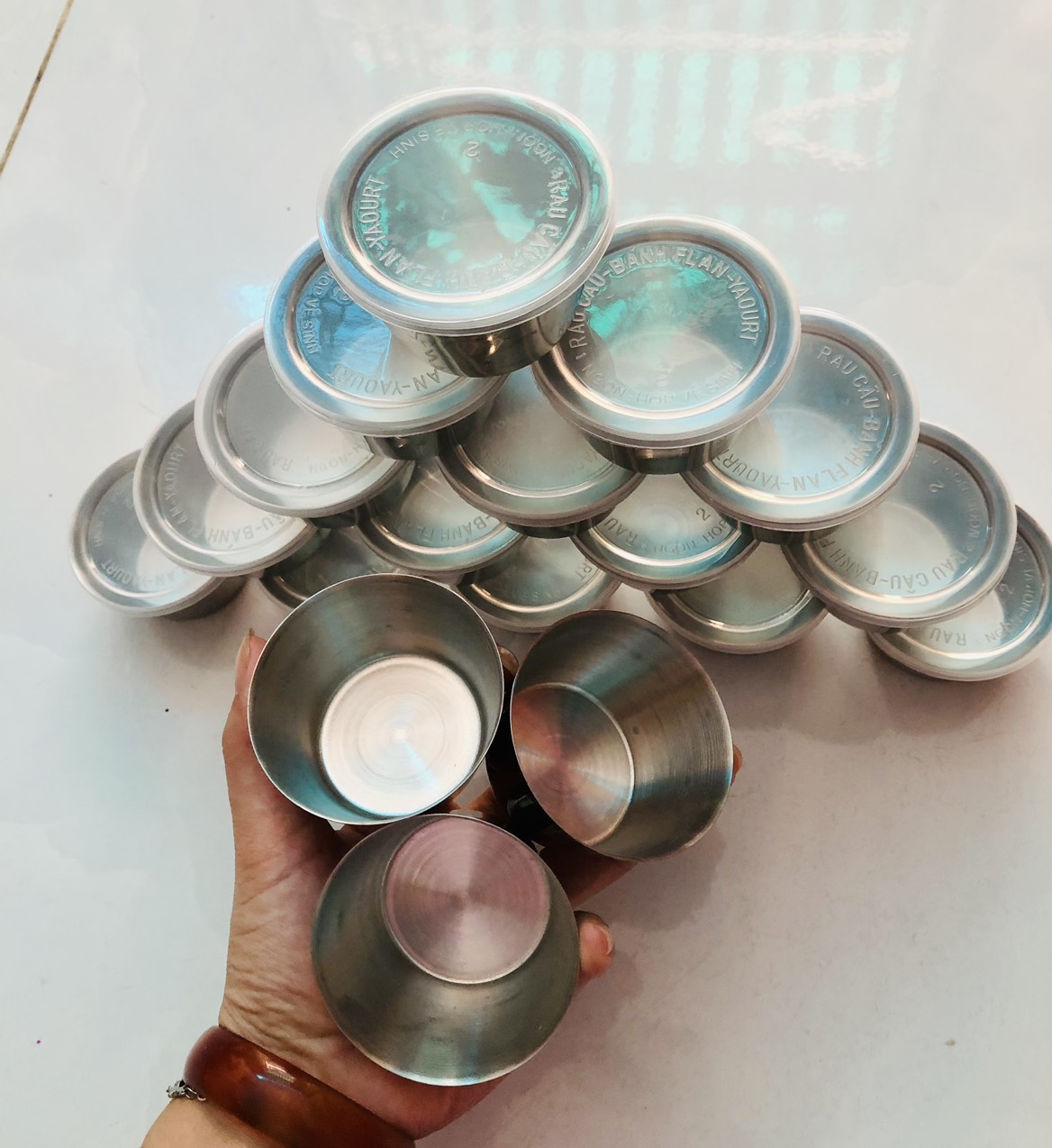 khuôn bánh flan Inox 304 - có nắp đậy size 6cm - 7cm (Ảnh thật)