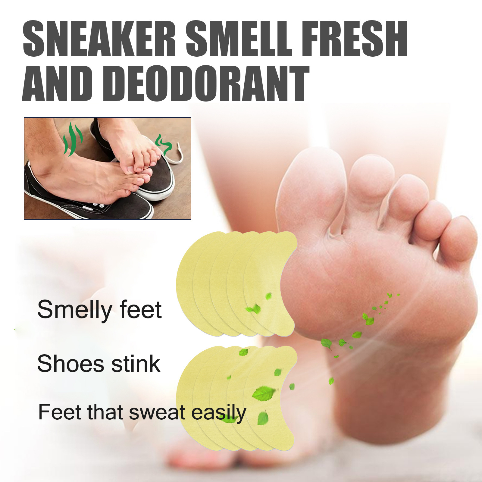 10pcs Shoe deodorizing patch removes foot odor, shoes odor, fresh deodorizing insole