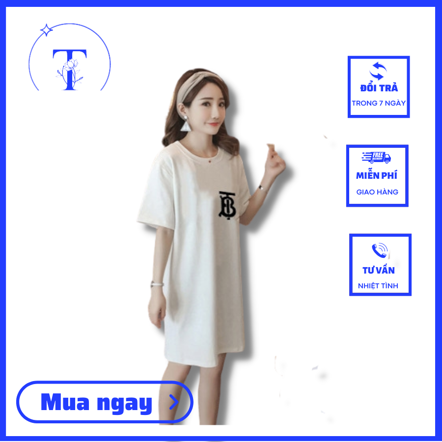 Váy xuông dáng rộng T.B, chất cotton thoáng mát nhe