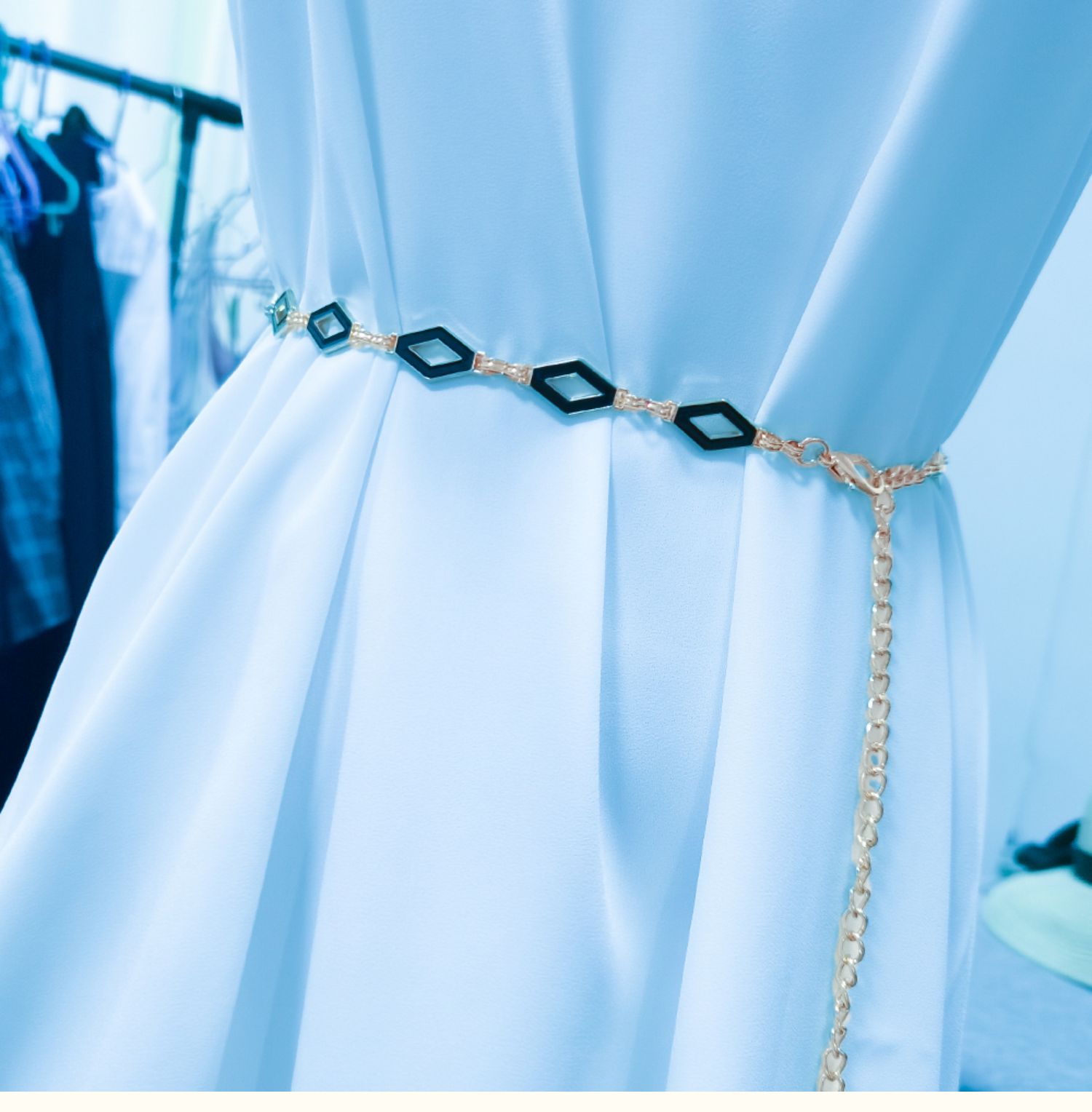 Đai váy Belt Hình thoi 2 Mặt đen trắng Hàng cao cấp